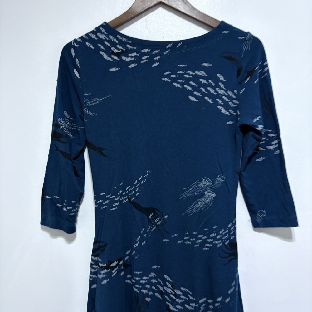 Poison Pear Dress Womens S Blue Ocean Fish Print Bamboo Rayon Cotton Knit - Picture 6 of 10